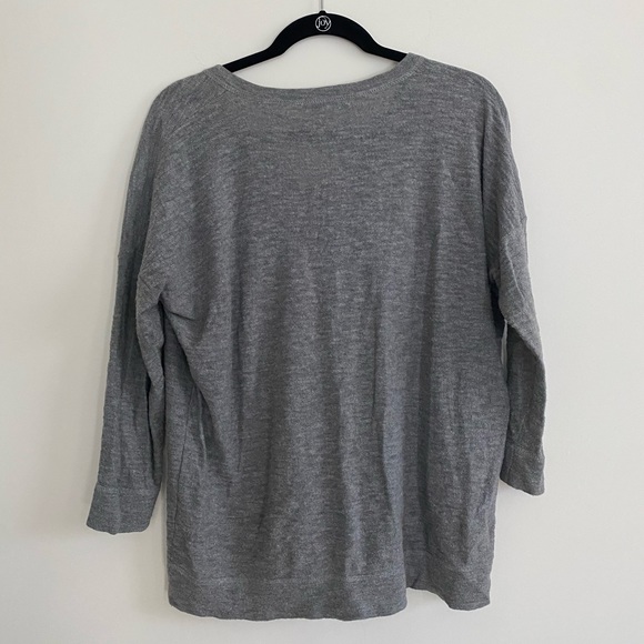 Madewell Solid Gray V-Neck Slub Sweater - Picture 5 of 6